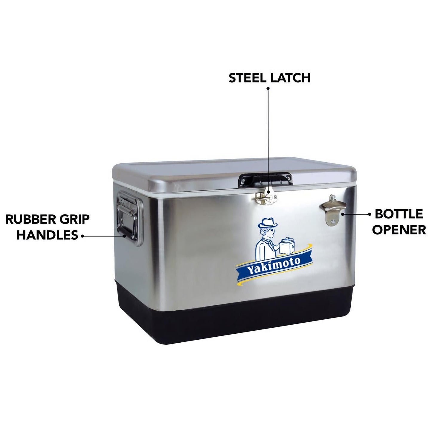 Yakimoto Ice Chest Beverage Beer Cooler Box With Bottle Opener, 51L/54Qt Stainless Steel Portable Insulated Ice Bucket, Sturdy And Leak - proof, For Camping, Beach, Picnic, RV, BBQ, Picnic, Fishing - GoTypical