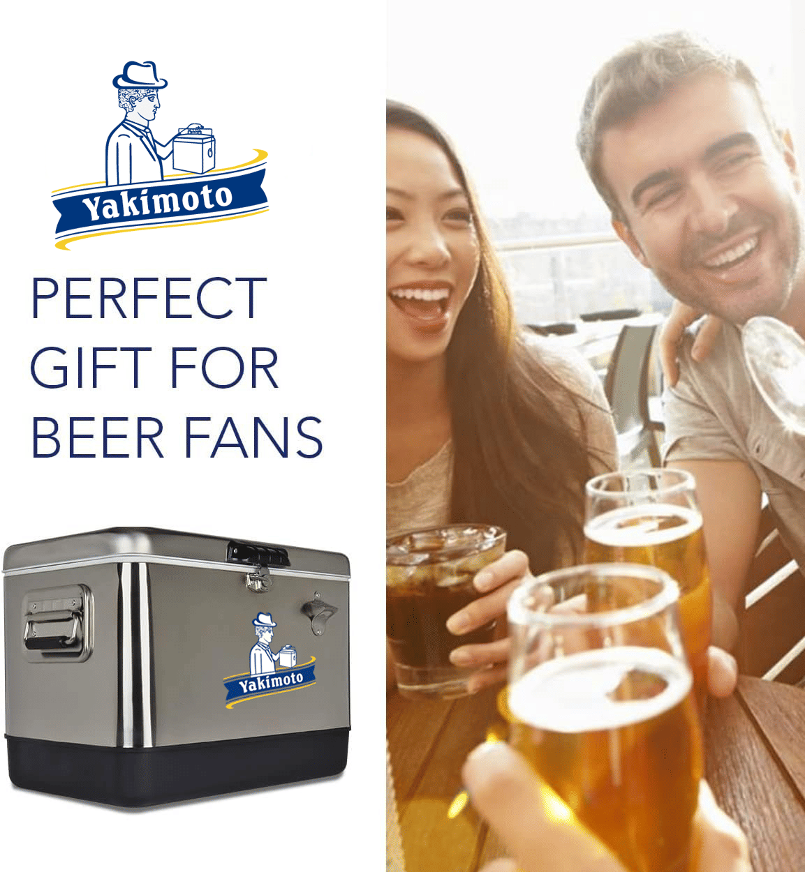 Yakimoto Ice Chest Beverage Beer Cooler Box With Bottle Opener, 51L/54Qt Stainless Steel Portable Insulated Ice Bucket, Sturdy And Leak - proof, For Camping, Beach, Picnic, RV, BBQ, Picnic, Fishing - GoTypical