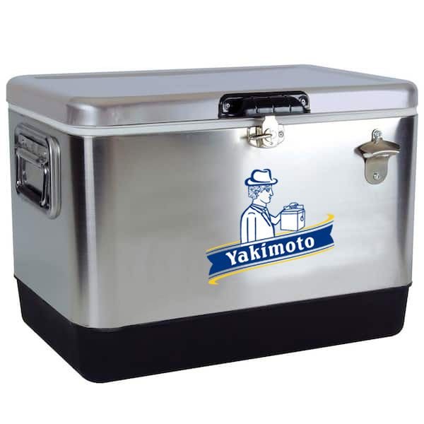 Yakimoto Ice Chest Beverage Beer Cooler Box With Bottle Opener, 51L/54Qt Stainless Steel Portable Insulated Ice Bucket, Sturdy And Leak - proof, For Camping, Beach, Picnic, RV, BBQ, Picnic, Fishing - GoTypical
