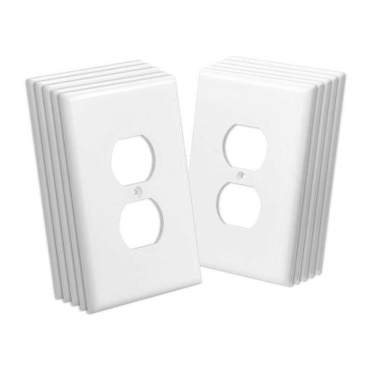 . Duplex Outlet Cover – White Polycarbonate Wall Plate 10 Pack - GoTypical