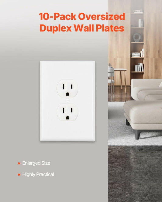 . Duplex Outlet Cover – White Polycarbonate Wall Plate 10 Pack - GoTypical