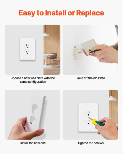 1 - Gang Duplex Outlet Covers Wall Outlet Cover 10 Pack Receptacle Faceplate - GoTypical