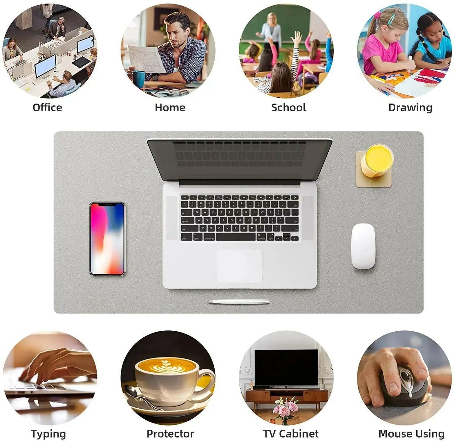 . PU Leather Waterproof Desk Protector Mat – Large 60x30cm - GoTypical