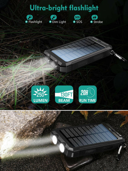 10000mAh Solar Charger Portable Power Bank with USB-C Port Eco-Friendly - GoTypical