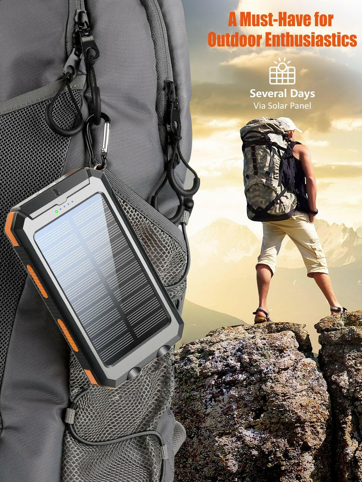 10000mAh Solar Charger Portable Power Bank with USB-C Port Eco-Friendly - GoTypical