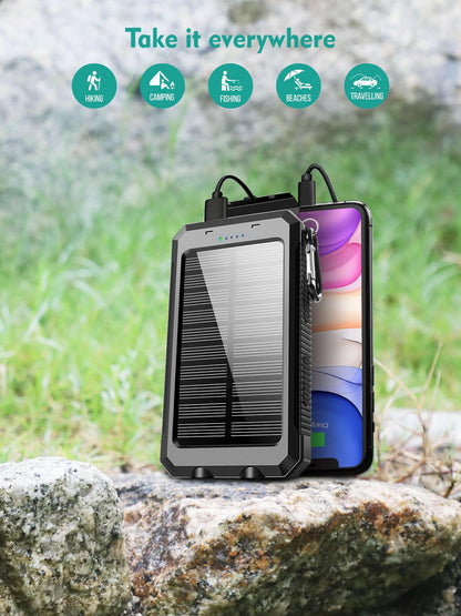 10000mAh Solar Charger Portable Power Bank with USB-C Port Eco-Friendly - GoTypical