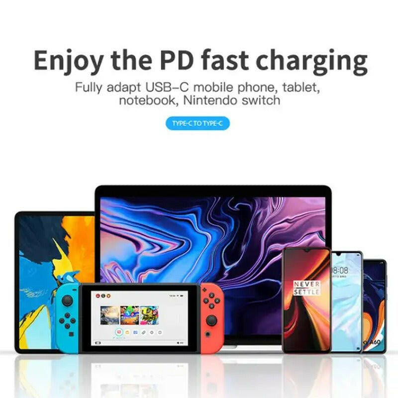 . 100W Type-C to Type-C Fast Charging Data Cable – PVC Material - GoTypical