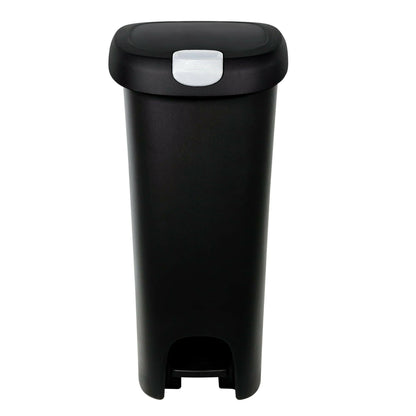12 Gallon Lockable Step-On Garbage Bin – Black Plastic Child & Pet Safe - GoTypical