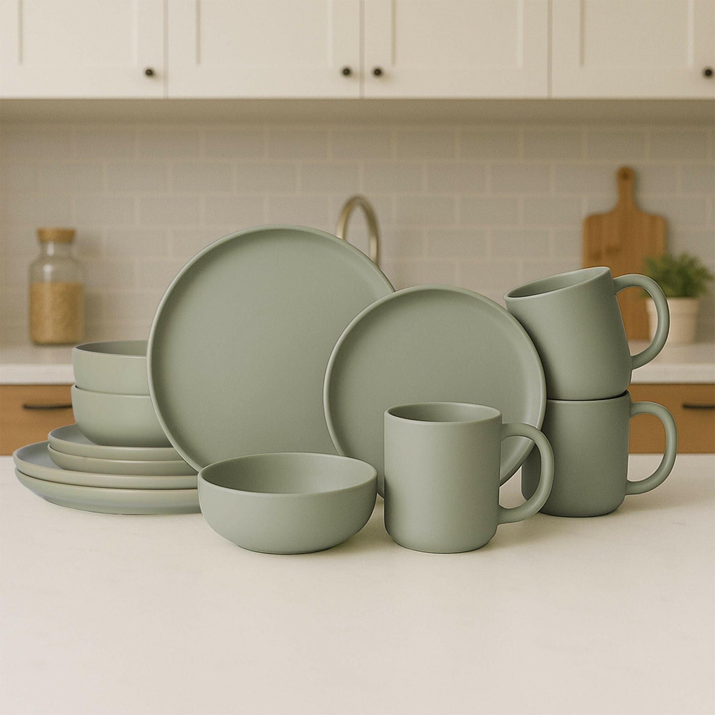 Stoneware Dinnerware Set – 12-Piece Matte Glaze for 3 Microwave Safe - GoTypical