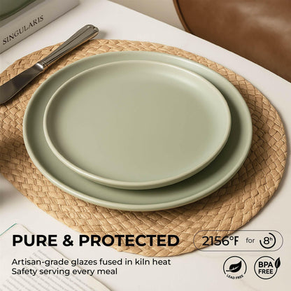 Stoneware Dinnerware Set – 12-Piece Matte Glaze for 3 Microwave Safe - GoTypical
