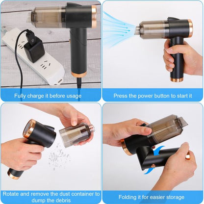 120W 9000PA Cordless Handheld Vacuum Cleaner w/ Searchlight Portable Rechargeable Car Auto Home Duster - GoTypical
