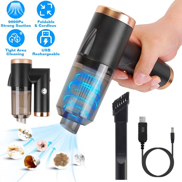 120W 9000PA Cordless Handheld Vacuum Cleaner w/ Searchlight Portable Rechargeable Car Auto Home Duster - GoTypical