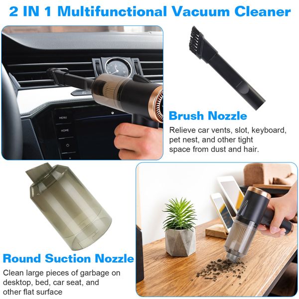 120W 9000PA Cordless Handheld Vacuum Cleaner w/ Searchlight Portable Rechargeable Car Auto Home Duster - GoTypical
