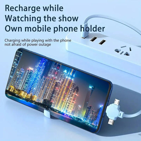120W Macaron bracket storage three in one 6A super fast charging one to three data cable - GoTypical
