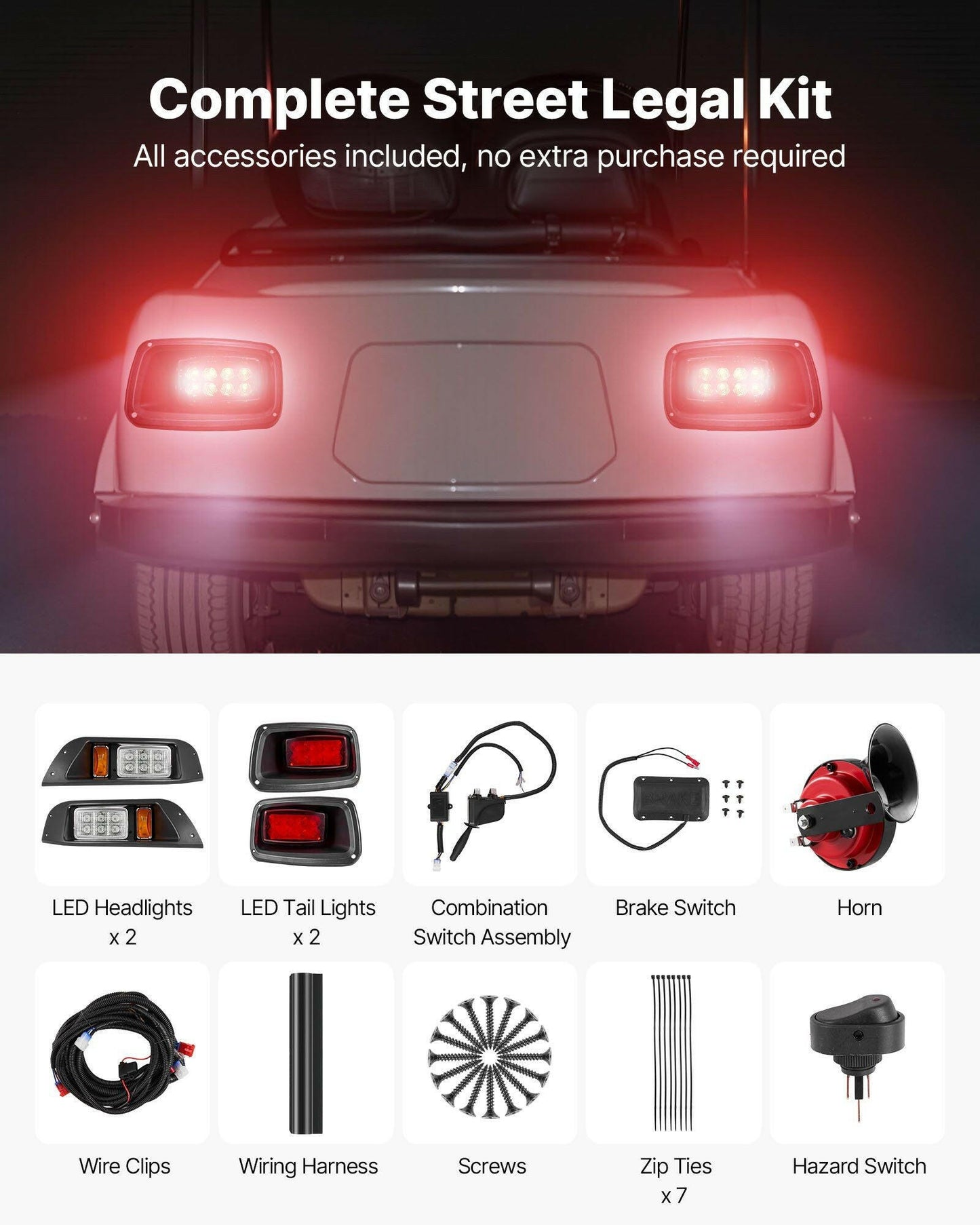 12V LED Headlight & Tail Light Kit – EZGO TXT 1996-2013 Street Legal - GoTypical