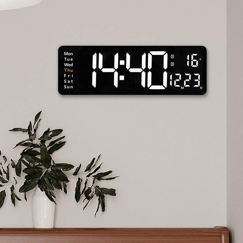 . Large LED Digital Wall Clock – 13/16 Inch, Remote Control, Dual Alarm - GoTypical