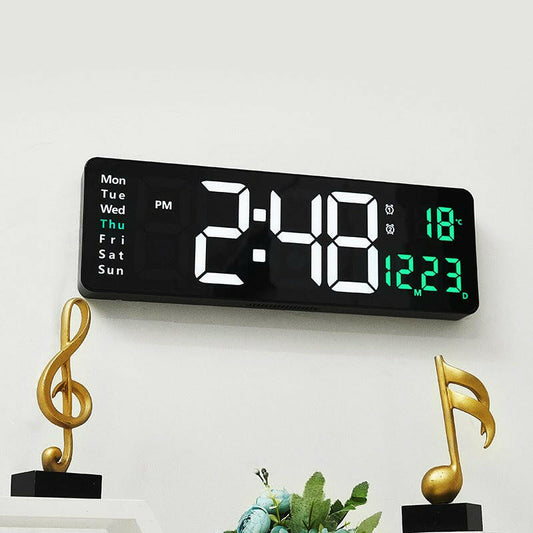 . Large LED Digital Wall Clock – 13/16 Inch, Remote Control, Dual Alarm - GoTypical