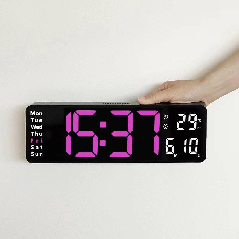 . Large LED Digital Wall Clock – 13/16 Inch, Remote Control, Dual Alarm - GoTypical