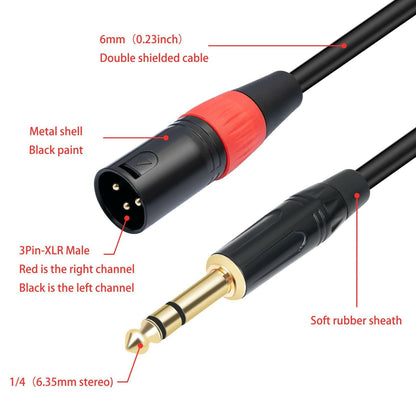. 1/4" TRS Stereo to Dual XLR Audio Cable – Copper, Double Shielded - GoTypical