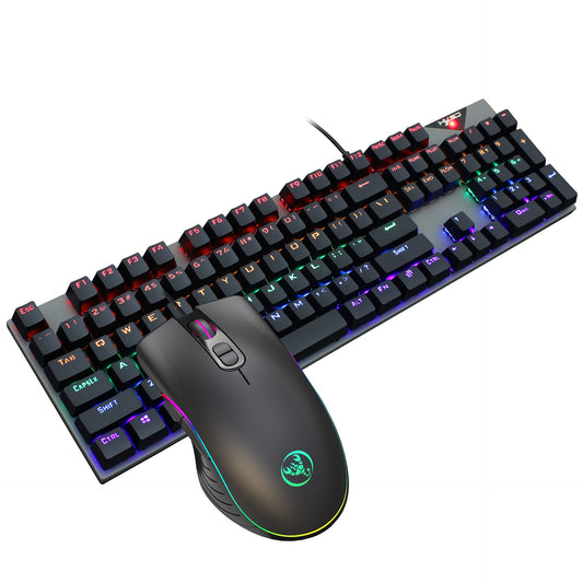 Suspended keycaps with real mechanical feel illuminated RGB keyboard and mouse game 104 keyboard and mouse wired set.