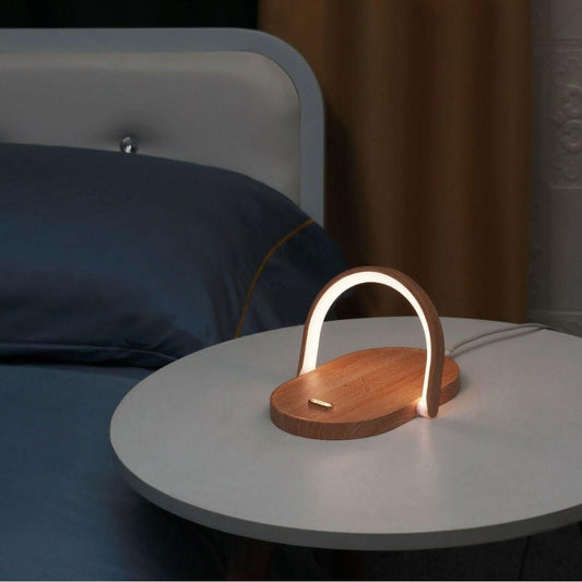 . 15W Wireless Charger – Yellow Wood Grain Multi-Function Lamp - GoTypical