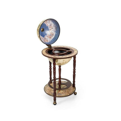 . Wooden Wine Rack – 17 Inch Italian Style Globe Design with Wheels - GoTypical