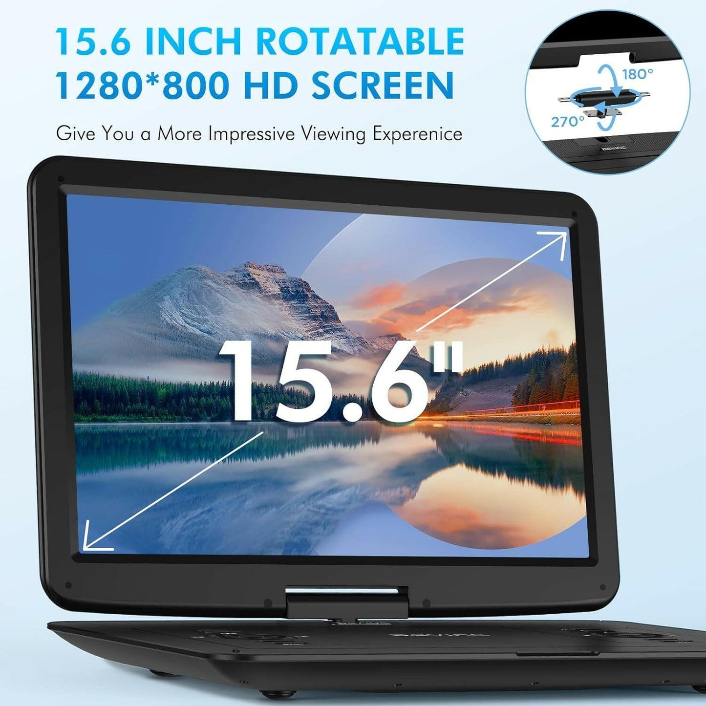 Portable DVD Player 17.9" – 15.6" HD Swivel Screen with 6-Hour Battery - GoTypical