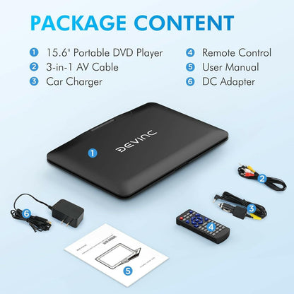 Portable DVD Player 17.9" – 15.6" HD Swivel Screen with 6-Hour Battery - GoTypical