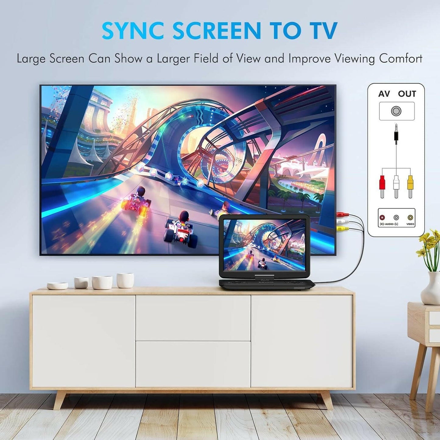 Portable DVD Player 17.9" – 15.6" HD Swivel Screen with 6-Hour Battery - GoTypical