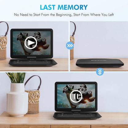 Portable DVD Player 17.9" – 15.6" HD Swivel Screen with 6-Hour Battery - GoTypical