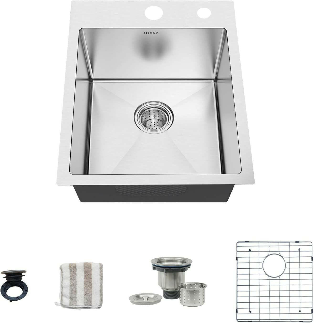 . 18-Inch Stainless Steel Kitchen Sink – Deep Single Bowl, Topmount - GoTypical