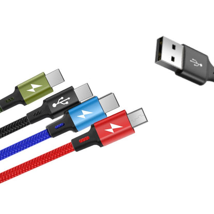 One to four charging cable, nylon braided universal 4-in-1 fast charging cable, dual TYPE-C multi in one data cable