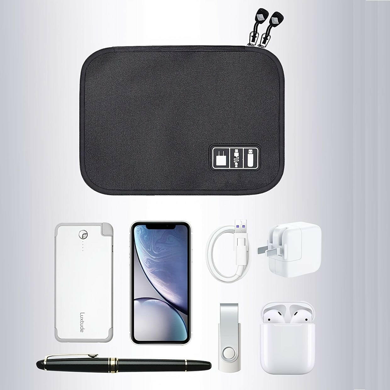 Compact Electronics Organizer – Portable Tech Bag with Multiple Compartments - GoTypical