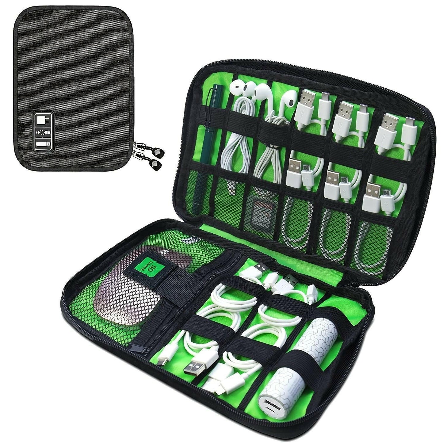 Compact Electronics Organizer – Portable Tech Bag with Multiple Compartments - GoTypical