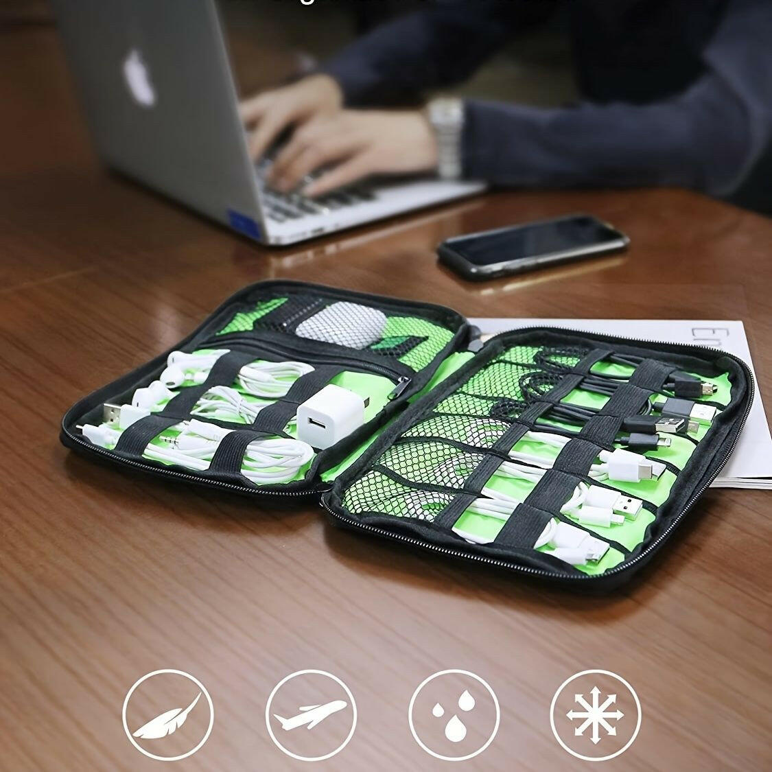 Compact Electronics Organizer – Portable Tech Bag with Multiple Compartments - GoTypical
