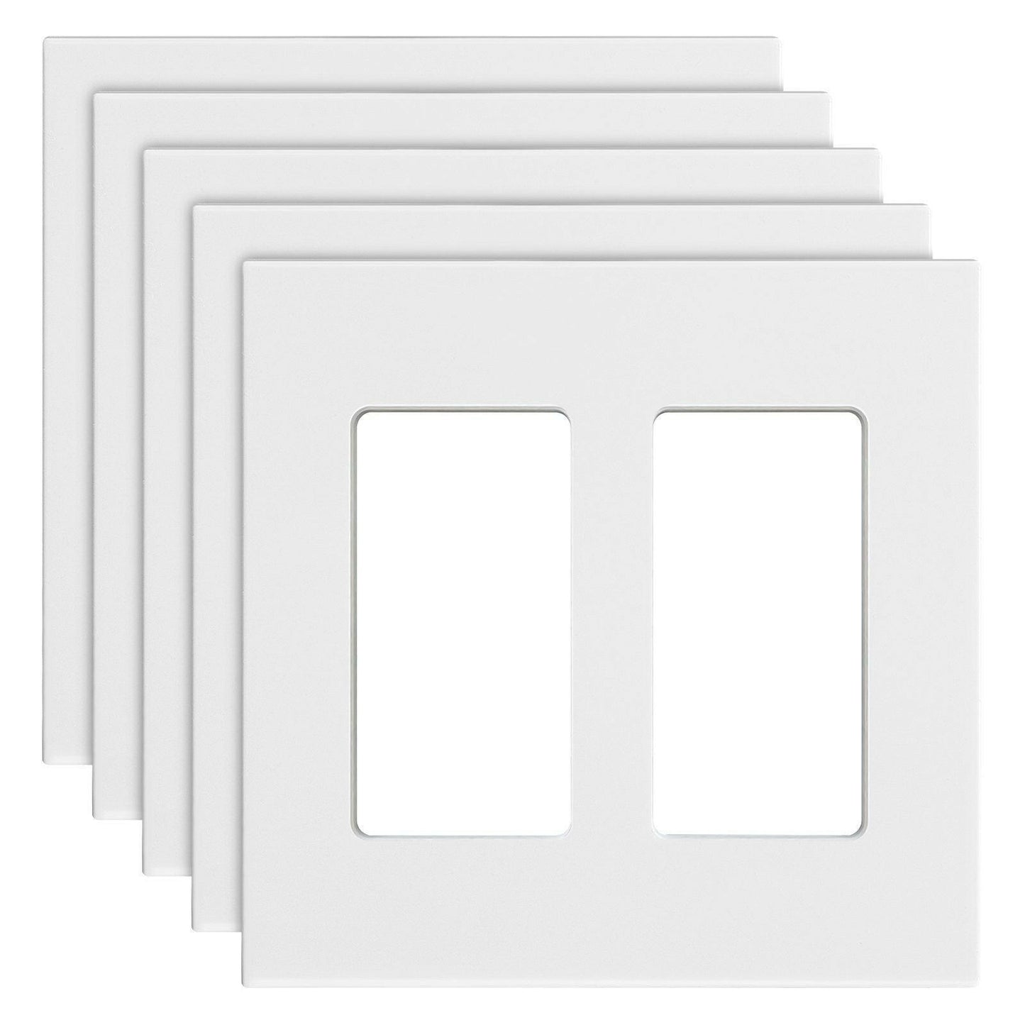 . 2-Gang Rocker Switch Wall Plate Covers – White High-Gloss Polycarbonate - GoTypical