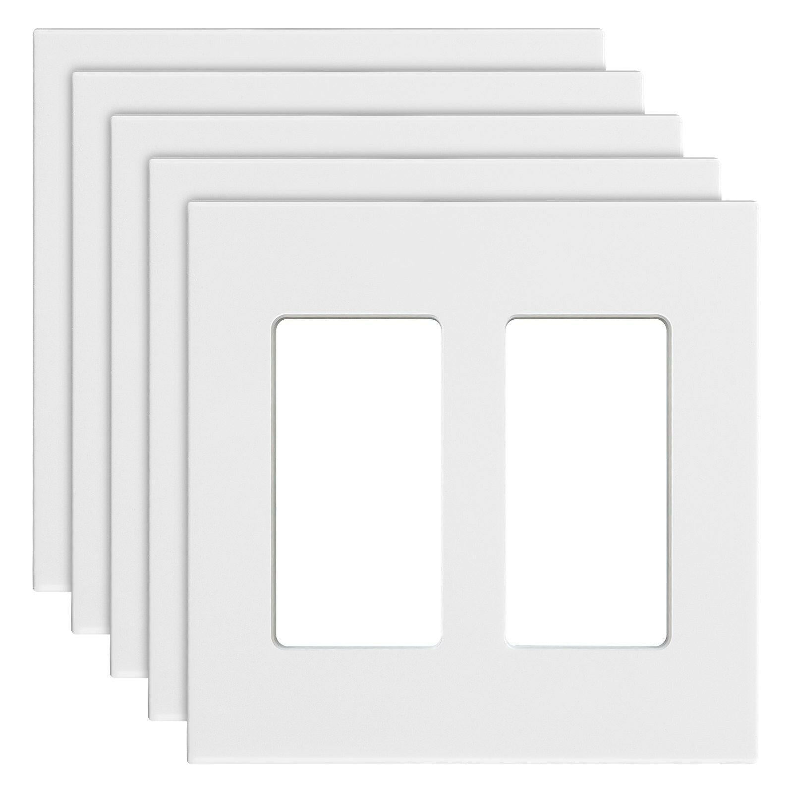 . 2-Gang Rocker Switch Wall Plate Covers – White High-Gloss Polycarbonate - GoTypical