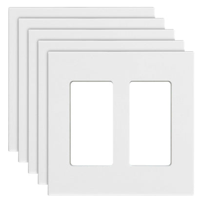. 2-Gang Rocker Switch Wall Plate Covers – White High-Gloss Polycarbonate - GoTypical