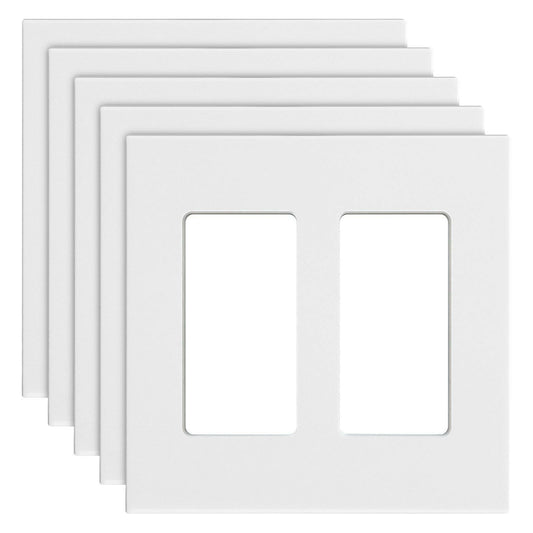. 2-Gang Rocker Switch Wall Plate Covers – White High-Gloss Polycarbonate - GoTypical