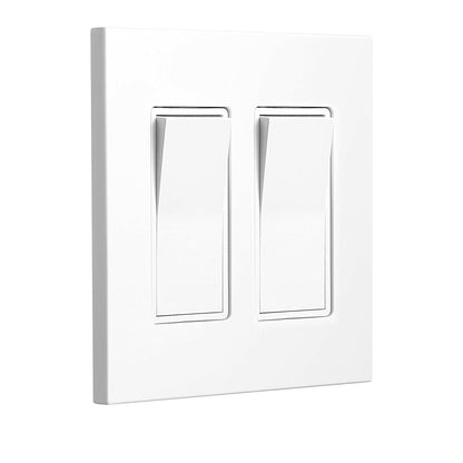 . 2-Gang Rocker Switch Wall Plate Covers – White High-Gloss Polycarbonate - GoTypical