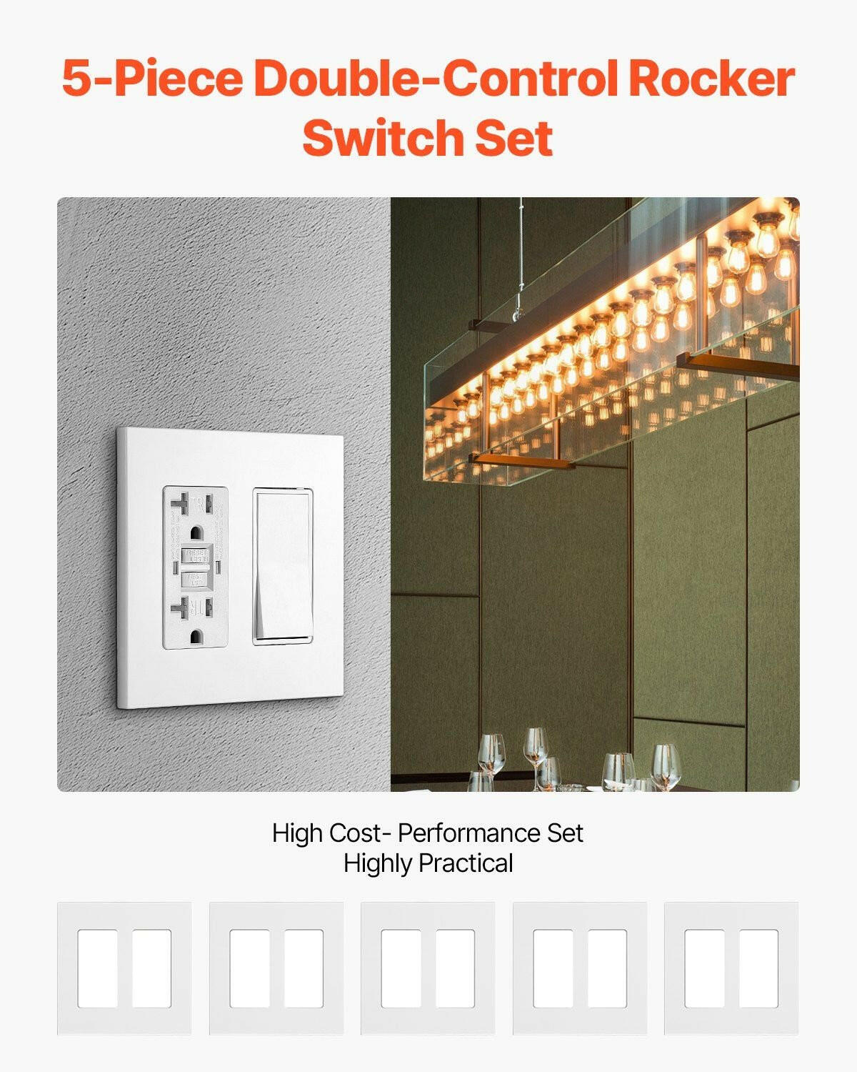 . 2-Gang Rocker Switch Wall Plate Covers – White High-Gloss Polycarbonate - GoTypical