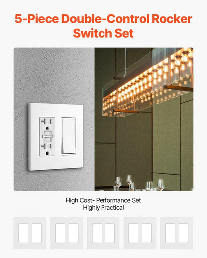 . 2-Gang Rocker Switch Wall Plate Covers – White High-Gloss Polycarbonate - GoTypical