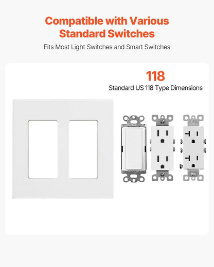 . 2-Gang Rocker Switch Wall Plate Covers – White High-Gloss Polycarbonate - GoTypical