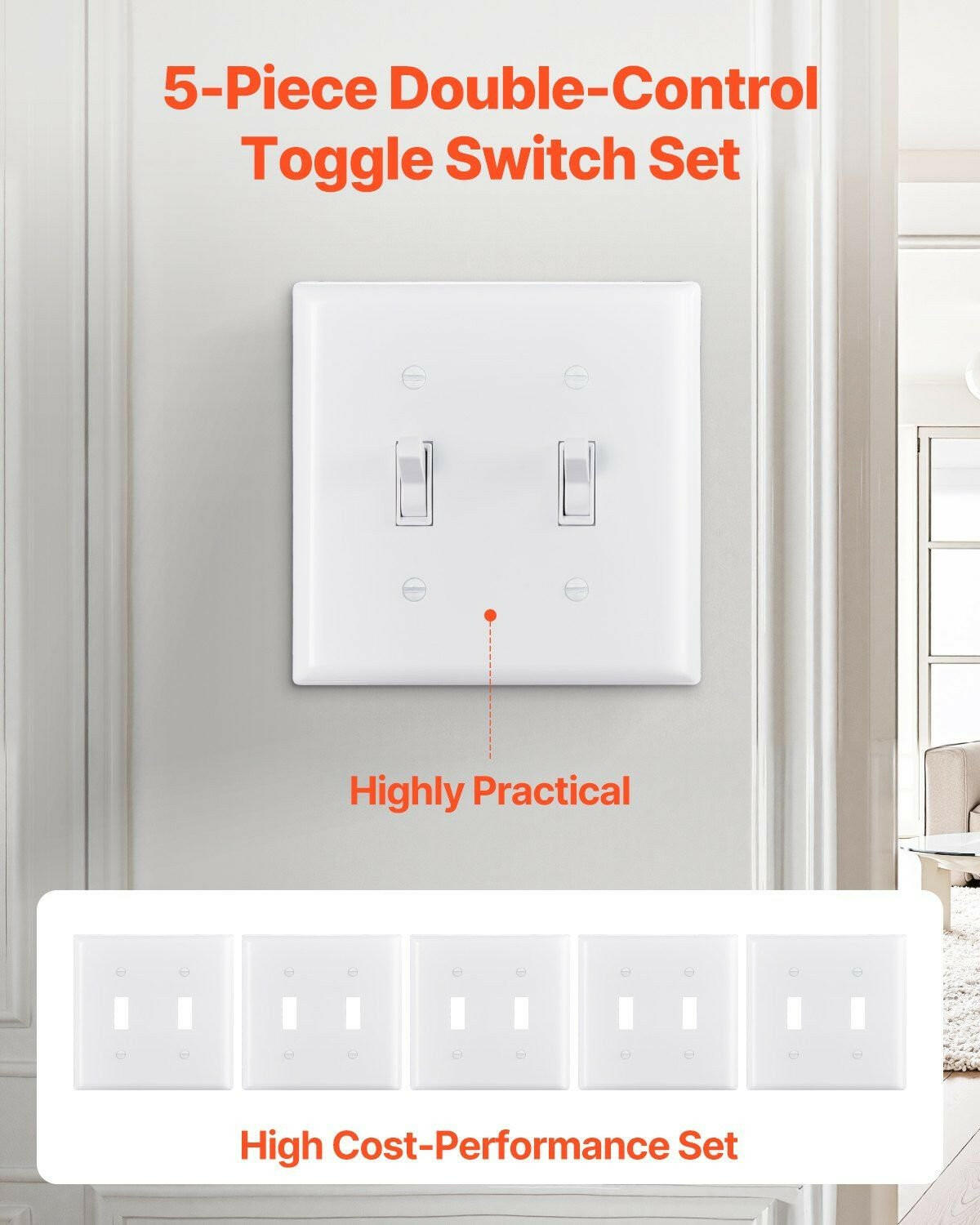 . 2-Gang Toggle Light Switch Wall Plates – White Polycarbonate - GoTypical