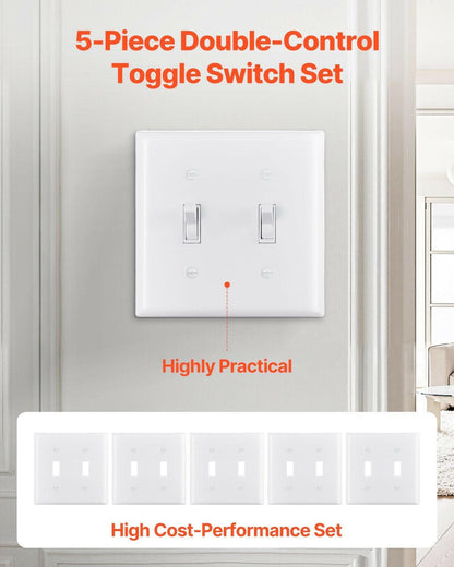 . 2-Gang Toggle Light Switch Wall Plates – White Polycarbonate - GoTypical