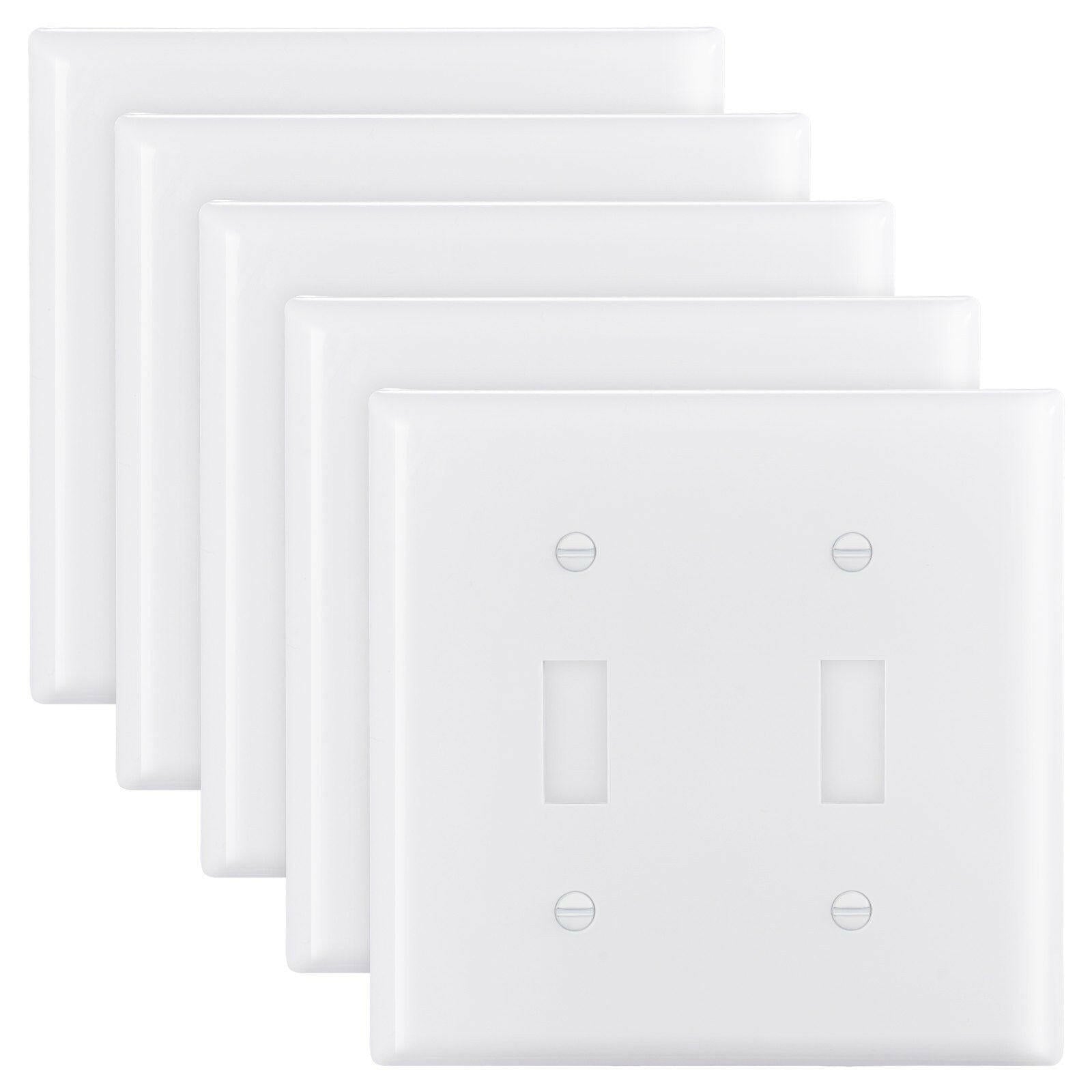 . 2-Gang Toggle Light Switch Wall Plates – White Polycarbonate - GoTypical
