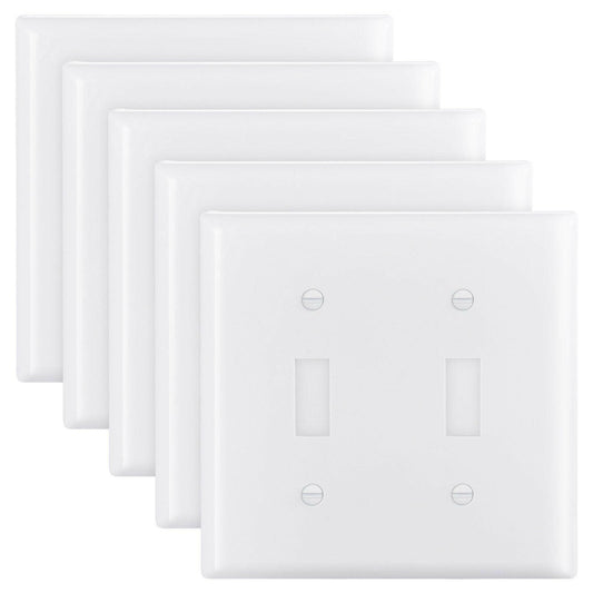 . 2-Gang Toggle Light Switch Wall Plates – White Polycarbonate - GoTypical