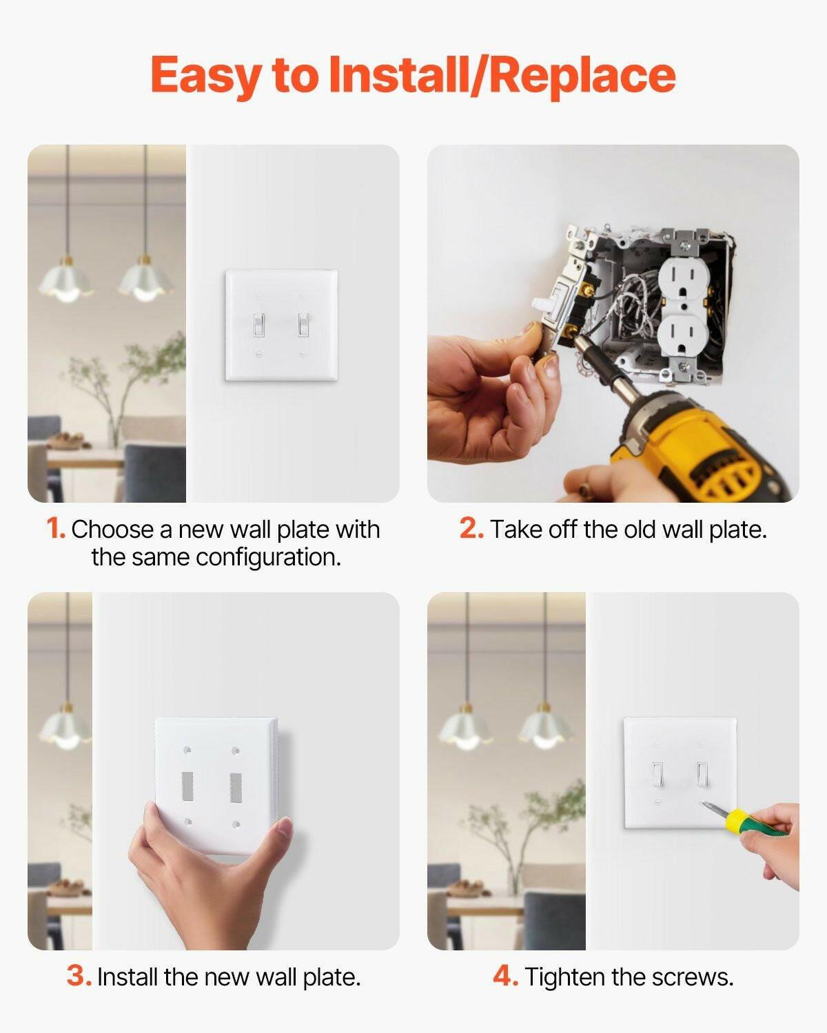 . 2-Gang Toggle Light Switch Wall Plates – White Polycarbonate - GoTypical