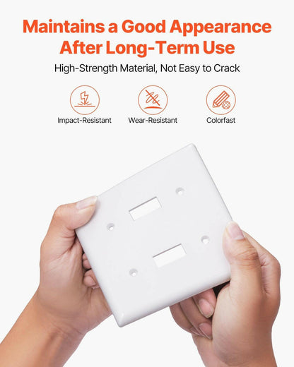 . 2-Gang Toggle Light Switch Wall Plates – White Polycarbonate - GoTypical