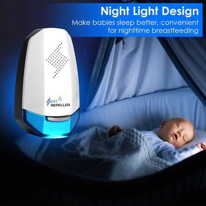 2 Pack Ultrasonic Pest Repeller with Night light Plug In Pest Mice Repellent Indoor Roach Bed Bug Mouse Rodent Mosquito Killer for Bedroom Garage Warehouse Office - GoTypical